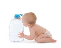 Infant Child Baby Girl Sitting With Big Bottle Of Drinking Water Royalty Free Stock Image Infant Child Baby Girl Sitting With Big Bottle Of Drinking Water Royalty Free Stock Image