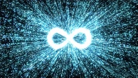 Infinity - the digital singularity in particle explosion with motion blur Vector Illustration Infinity - the digital singularity in particle explosion with motion blur Vector Illustration