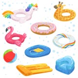 Inflatable rubber, mattresses balls and other water equipments for kids vector illustration Inflatable rubber, mattresses balls and other water equipments for kids vector illustration