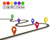 Infografía navegador de la marca 3d Carretera con curvas con las marcas Una opinión de perspectiva Ilustración stock de ilustración Infografía navegador de la marca 3d Carretera con curvas con las marcas Una opinión de perspectiva Ilustración stock de ilustración