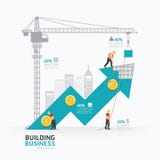 Infographic business arrow shape template design.building