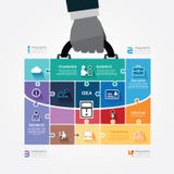 Infographic Template with businessman hand hold ba
