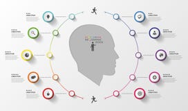 Infographic Голова дела Красочный круг с значками вектор бесплатная иллюстрация Infographic Голова дела Красочный круг с значками вектор бесплатная иллюстрация