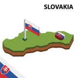 Informatie grafische Isometrische kaart en vlag van SLOWAKIJE 3d isometrische vectorillustratie royalty-vrije illustratie Informatie grafische Isometrische kaart en vlag van SLOWAKIJE 3d isometrische vectorillustratie royalty-vrije illustratie