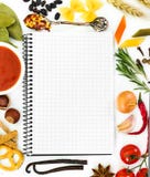 Ingredienti alimentari e libro di ricetta immagini stock Ingredienti alimentari e libro di ricetta immagini stock