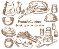 Ingredienti classici di quiche lorraine illustrazione di stock Ingredienti classici di quiche lorraine illustrazione di stock
