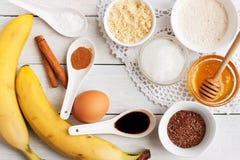 Ingredients For Banana Bread Muffins. Stock Photos