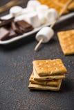 Ingredients for toasting marshmallows and cooking s`mores royalty free stock photography Ingredients for toasting marshmallows and cooking s`mores royalty free stock photography
