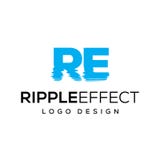 Initial RE letter - ripple effect logo design template vector illustration Initial RE letter - ripple effect logo design template vector illustration