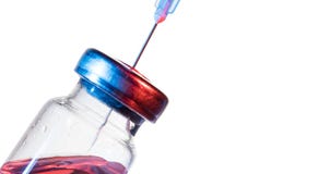 Injection vial with syringe needle on white background royalty free stock image Injection vial with syringe needle on white background royalty free stock image