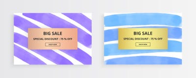 Ink brush stroke creative card. Purple, blue watercolor horizontal hand painted stripes on the white background. Template for your stock illustration Ink brush stroke creative card. Purple, blue watercolor horizontal hand painted stripes on the white background. Template for your stock illustration
