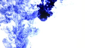 Ink in water. Blue ink in water, white background
