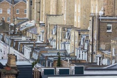 Inner City London Town Housing. Packed Backstreet Building Roof Tops Stock Photography