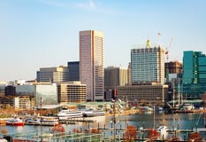 Inner Harbor marina and Baltimore skyline, USA royalty free stock photography Inner Harbor marina and Baltimore skyline, USA royalty free stock photography