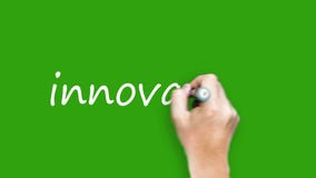 Innovation - écriture avec le marqueur sur l'écran vert Innovation - écriture avec le marqueur sur l'écran vert