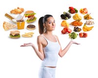 Insalubre contra o alimento saudável imagens de stock Insalubre contra o alimento saudável imagens de stock