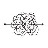 Insane messy line, complicated clew way. Tangled scribble path. Chaotic difficult proces. Vector illustration royalty free illustration Insane messy line, complicated clew way. Tangled scribble path. Chaotic difficult proces. Vector illustration royalty free illustration
