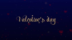Inscripci?n de oro del d?a de tarjeta del d?a de San Valent?n, aislada en el fondo azul, que bedecked con pocos corazones rojos l ilustración del vector Inscripci?n de oro del d?a de tarjeta del d?a de San Valent?n, aislada en el fondo azul, que bedecked con pocos corazones rojos l ilustración del vector