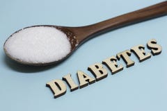 Inscription Diabetes on a blue background, World Diabetes Day, medical concept stock photography Inscription Diabetes on a blue background, World Diabetes Day, medical concept stock photography