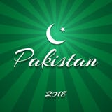 Inscription Pakistan parmi le drapeau national du croissant du Pakistan et du vecteur d'étoile illustration stock Inscription Pakistan parmi le drapeau national du croissant du Pakistan et du vecteur d'étoile illustration stock