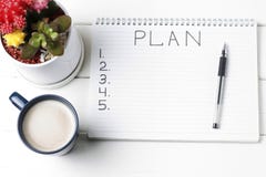 Inscription Plan in notepad, close-up, top view, concept of planning, goal setting stock images Inscription Plan in notepad, close-up, top view, concept of planning, goal setting stock images