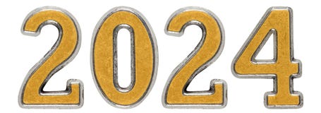 3D Gold Number New Year 2024 On White Background Stock Illustration ...