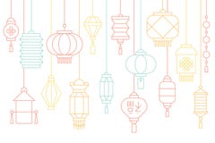 Insegna cinese della lanterna per il nuovo anno lunare ed il metà di festival di autunno illustrazione di stock Insegna cinese della lanterna per il nuovo anno lunare ed il metà di festival di autunno illustrazione di stock