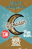 Insegna d'annata del Ramadan di colore illustrazione vettoriale Insegna d'annata del Ramadan di colore illustrazione vettoriale