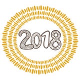 Insegna 2018 del nuovo anno Progettazione scritta a mano della cartolina d'auguri di Natale r royalty illustrazione gratis Insegna 2018 del nuovo anno Progettazione scritta a mano della cartolina d'auguri di Natale r royalty illustrazione gratis