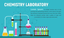 Insegna di concetto del laboratorio di chimica, stile piano royalty illustrazione gratis Insegna di concetto del laboratorio di chimica, stile piano royalty illustrazione gratis