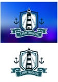Insegna marina con il faro e l'ancora illustrazione di stock Insegna marina con il faro e l'ancora illustrazione di stock
