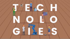 Insegna piana di vettore di concetto di parola di tecnologie royalty illustrazione gratis Insegna piana di vettore di concetto di parola di tecnologie royalty illustrazione gratis
