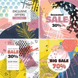 Insegne creative di vendita con l'offerta di sconto illustrazione vettoriale Insegne creative di vendita con l'offerta di sconto illustrazione vettoriale
