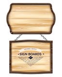 Insegne di legno realistiche o plancia di legno con la struttura scura Bordi di legno in bianco anziani per le insegne, messaggi illustrazione vettoriale Insegne di legno realistiche o plancia di legno con la struttura scura Bordi di legno in bianco anziani per le insegne, messaggi illustrazione vettoriale