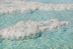 Inseln des weißen Salzes im Wasser des Türkisfreien raumes des Toten Meers in Israel lizenzfreies stockbild Inseln des weißen Salzes im Wasser des Türkisfreien raumes des Toten Meers in Israel lizenzfreies stockbild
