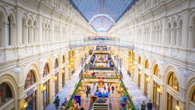Inside the famous historical department store GUM at the Red Square in Moscow, Russia stock photos Inside the famous historical department store GUM at the Red Square in Moscow, Russia stock photos