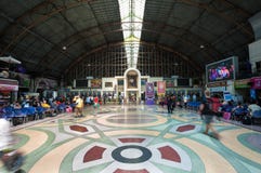 Inside the main departure hall of Hua Lamphong railway station, Bangkok, Thailand royalty free stock photography Inside the main departure hall of Hua Lamphong railway station, Bangkok, Thailand royalty free stock photography