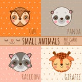 Insieme degli animali del fronte, teste del fumetto illustrazione di stock Insieme degli animali del fronte, teste del fumetto illustrazione di stock