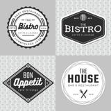 Insieme dei distintivi, dell'insegna, delle etichette e del logo per il ristorante dell'alimento, approvvigionanti Progettazione royalty illustrazione gratis Insieme dei distintivi, dell'insegna, delle etichette e del logo per il ristorante dell'alimento, approvvigionanti Progettazione royalty illustrazione gratis