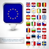 Insieme dei perni lucidi variopinti di rettangolo delle bandiere di UE royalty illustrazione gratis Insieme dei perni lucidi variopinti di rettangolo delle bandiere di UE royalty illustrazione gratis