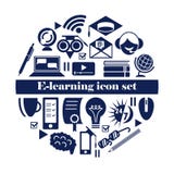Insieme dell'icona di e-learning Icone online isolate di istruzione su fondo bianco royalty illustrazione gratis Insieme dell'icona di e-learning Icone online isolate di istruzione su fondo bianco royalty illustrazione gratis