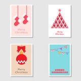 Insieme della carta dell'invito e della cartolina di Natale nella progettazione piana facendo uso dell'albero di Natale, della de illustrazione vettoriale Insieme della carta dell'invito e della cartolina di Natale nella progettazione piana facendo uso dell'albero di Natale, della de illustrazione vettoriale