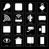 Insieme della casa astuta, quadrante, Smart, Cctv, allarme antincendio, termostato, Wi illustrazione di stock Insieme della casa astuta, quadrante, Smart, Cctv, allarme antincendio, termostato, Wi illustrazione di stock