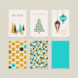 Insieme delle cartoline di Natale decorative con il lato anteriore e posteriore illustrazione di stock Insieme delle cartoline di Natale decorative con il lato anteriore e posteriore illustrazione di stock