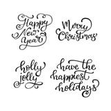 Insieme delle citazioni disegnate a mano di vettore Nuovo anno felice Buon Natale illustrazione vettoriale Insieme delle citazioni disegnate a mano di vettore Nuovo anno felice Buon Natale illustrazione vettoriale