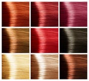 Insieme di colori dei capelli. Tinte immagine stock Insieme di colori dei capelli. Tinte immagine stock