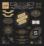 Insieme di retro elementi d'annata di progettazione grafica illustrazione di stock Insieme di retro elementi d'annata di progettazione grafica illustrazione di stock