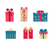 Insieme di vettore dei simboli variopinti del contenitore di regalo illustrazione vettoriale Insieme di vettore dei simboli variopinti del contenitore di regalo illustrazione vettoriale