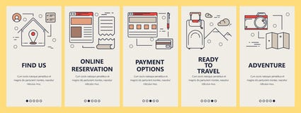 Insieme di vettore delle insegne verticali con gli elementi di concetto di viaggio nella progettazione lineare di stile Linea sot Fotografie Stock Insieme di vettore delle insegne verticali con gli elementi di concetto di viaggio nella progettazione lineare di stile Linea sot Fotografie Stock