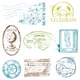 Insieme di vettore di retro bolli del MARE royalty illustrazione gratis Insieme di vettore di retro bolli del MARE royalty illustrazione gratis